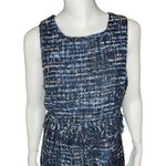 Julie Brown NYC Sleeveless Dress Lori Blue Oxford Tweed Fringe Metallic Size 8 Photo 1