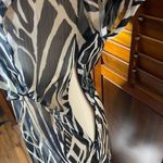Dress Barn Zebra Animal Print Sheer Ruffle V Neck Midi Dress Photo 6