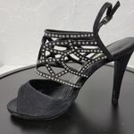Caparros  Poet Womens Sandals Size 7.5 Black Glimmer Slingback Strappy Heels Photo 0