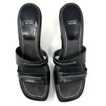 Stuart Weitzman black leather wedge slides, made in Spain, size 8.5AA Photo 5