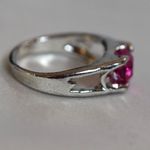 Source Unknown Ultra Glam Rosy Pink Beveled Glass Round Stone Silver Tone Metal Size !0 Ring Photo 3