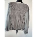 Gimmicks by BKE Women's Balloon Sleeve Shirred Polka Dot Blouse Gray Small Photo 10