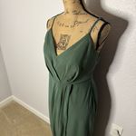 Azazie  OLLIE Stretch Olive Green Sheath Ruched Stretch Chiffon Dress size A10 Photo 2