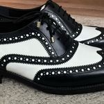 Lethato Black and White Leather Spectator Wingtip Oxford Shoes Size 9 Photo 9