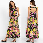 Johnny Was  Black Floral Cassia Cotton Maxi Dress L Vibrant Garden Tea Party Flow Photo 1