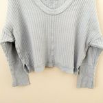 Free People  | New Magic Long Sleeve Wide Scoop Waffle Knit Thermal Blue | Large Photo 6