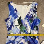 Eliza J  Twist Front Satin Gown Blue Floral 8 Photo 9