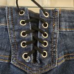 S.O.N.G Women Sz 9 29 Lace Up Back Fit N Flare Jeans Blue Stretch Denim Y2K Boho Photo 4