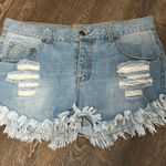Celebrity Pink  Jean Shorts Distressed Size 13 Button Fly‎ Medium Wash Photo 0