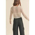 ASTR  Cream Crochet Knitted High Neck Long Sleeve Pullover Crop Sweater Top XS Photo 2