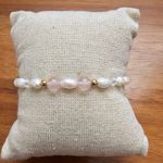 Freshwater Pearl Rose Quartz Gold color Bead Aurora Borealis AB Crystal Bracelet Pink Photo 1