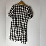 Loft  Picnic Black White Buffalo Plaid Check‎ Linen Puff Dress Size 8 Photo 1