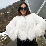 ZARA  sweater Jacket Coat faux fur shaggy fuzzy white with metallic thread  Photo 3