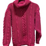 Ann Taylor Ann Taylor Raspberry Pink Cable Knit Cotton Blend Turtleneck SP Sweater AS IS Photo 0