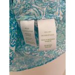 Lilly Pulitzer  Tayla Resort White Took Me By Sunrise Linen Top Blue Ruffle EUC M Photo 5