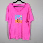 Fresh Produce  Pink 100% Cotton Tee Shirt Womens XL Flamingo Graphic Print Top Photo 9