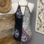 In Bloom ' vibrant multicolor paisley print sleeveless top tunic Med keyhole Photo 2