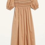 Old Navy NEW Fit & Flare Off-The-Shoulder Puff-Sleeve Smocked Cotton-Poplin Midi Dress Photo 3