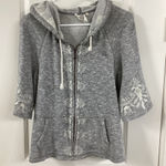 Anthropologie  Gray Knit Hoodie with Embroidery Photo 0