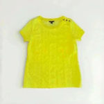 Lands' End  Womens Medium Top Sweater Short Sleeve Cable Knit Yellow Button Photo 5