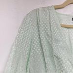 Something Navy  Pastel Green Long Sleeve V Neck Button Front Blouse M Photo 4