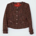 Sundance Fringe Tweed Wool Blend Orange Blazer Jacket Womens Size 6 Photo 0