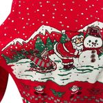 Vintage 90s Varsity Ugly Christmas Sweatshirt Santa Snowman Reindeer Unisex Larg Red Size L Photo 1