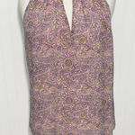 Ramy Brook Lula Paisley Print Sleeveless Keyhole Tie Back Top Blouse Pink Large Photo 0