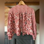 Free People Rouge open cardigan floral Balloon Sleeve Top Red XS Photo 4