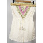 Xhilaration Cream Eyelet Embroidered Summer Festival Short Jumpsuit Romper Small Photo 3