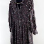 Madewell Long Sleeve Balsam Tie Neck Mini Silk Dress in Starry Night Black 4 Photo 7