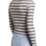 Cali Be New Striped Ribbed Mock Neck Long Sleeve Top Grey Multi Photo 1
