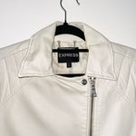 EXPRESS Cream & Tan Contrast Full Zip Faux Leather Jacket Photo 1