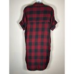 Madewell  Shirt Dress Short Sleeve Deep Red Black Plaid Classic Holiday Size XS Photo 4