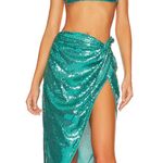 NBD Sequin Crop Top Mermaid Green MEDIUM Tie Back Bandeau Annelise $128 NEW Photo 4
