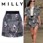 Milly  Les Femmes Mod‎ Faces Multicolor Jacquard Full Back Zip Mini Skirt Size 6 Photo 4