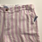 Old Navy Women’s Linen Blend Striped Shorts Size 14 Beige Purple Lightweight Photo 4