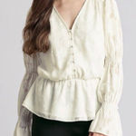 Elizabeth and James  White Floral Peplum Top Pirate Prairiecore Boho Size S Photo 0