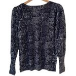 Talbots GREY WHITE SNAKESKIN MERINO WOOL PULLOVER LONG SLEEVE POPOVER TOP S Photo 2