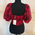 Amanda Uprichard NWT Santucci Puff Sleeve Top in Femme Print Photo 2