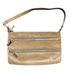 HOBO Tan Leather Shoulder Bag with Zippers small wallet Photo 0