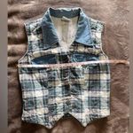 POTTERY Vintage Coquette 80s Western Tweed Quilted Plaid Vest Unisex Sz M EUC Blue Size M Photo 6