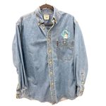 Lee  Denim Collection Mens Long Sleeve Button Up Shirt Snowman Patch Blue Size M Photo 4