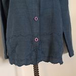 Hit Cotton Marc Ware Dark Blue Linen Button Down Cardigan Top Photo 2