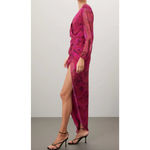 Amanda Uprichard  Dress Womens Large Pink Floral Roma Gown Ruched‎ Slit Side Photo 3