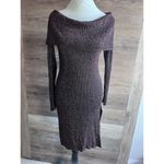 BCBG MAX AZRIA LAURIE OFF THE SHOULDER SWEATER DRESS LARGE METALLIC BURGUNDY Photo 8