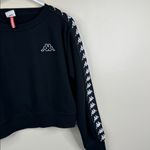 Kappa  Sweatshirt Womens Large Black Logo Cropped Long Sleeve Streetwear Top Photo 3