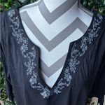 Cacique  Black caftan dress with white  Embroidered V-Neck Photo 2