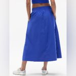 Athleta Midday Mid Rise Midi Poplin Skirt XL Varsity Blue Elastic Waist Pockets Photo 1