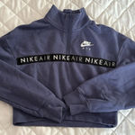 Nike Womens Size XS Sweater Blue Crop Top Sweatshirt Cropped 1/4 Zip Pullover Photo 0